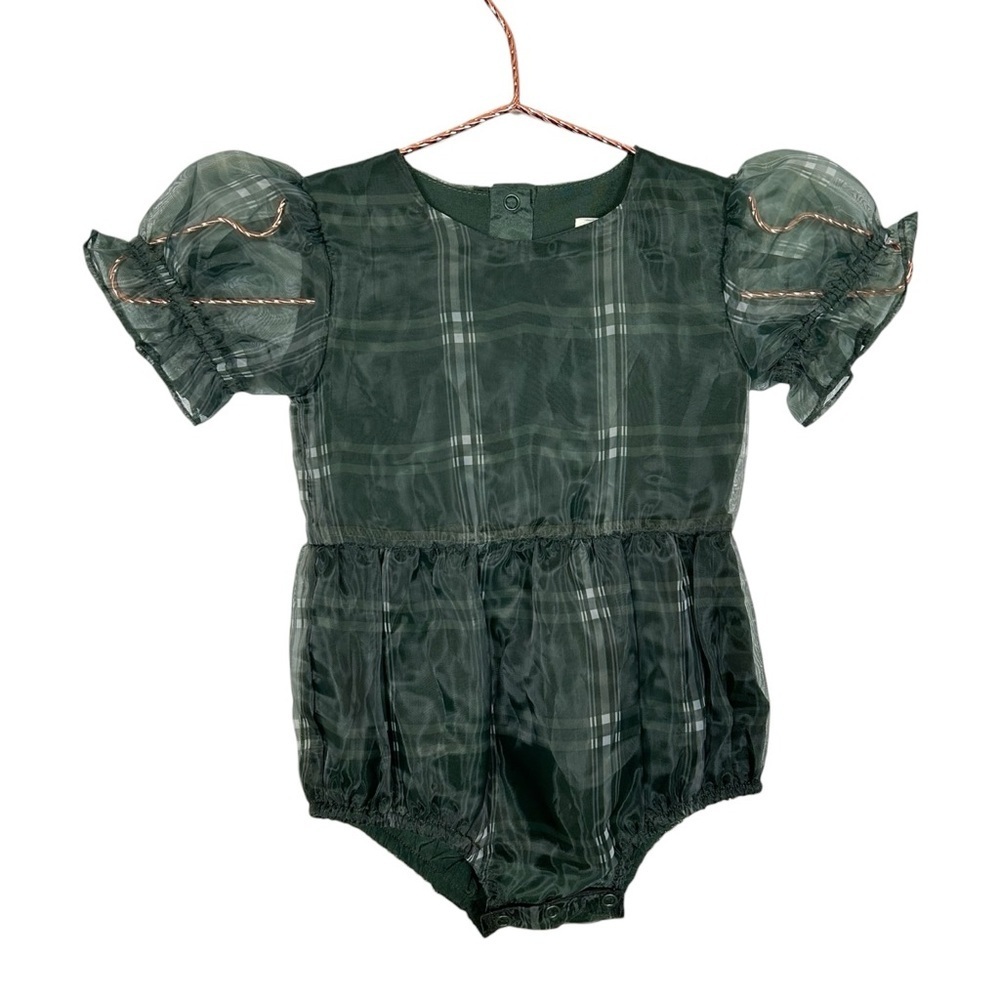 JessaKae Green Plaid Cordelia Baby Romper